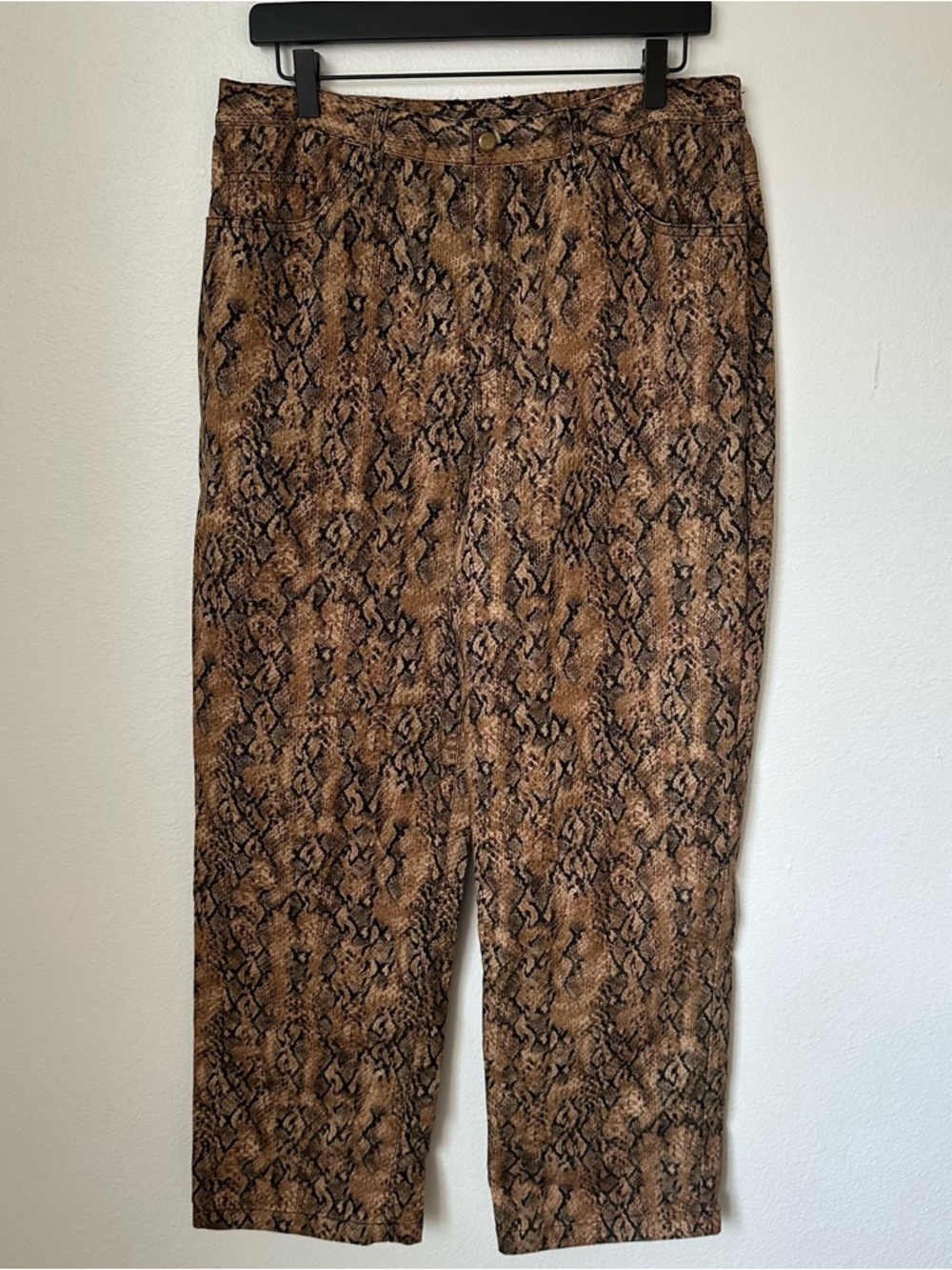 Brown Snake Print Straight Leg Pants